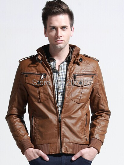 Mens short brown leather jacket – Modern fashion jacket photo blog