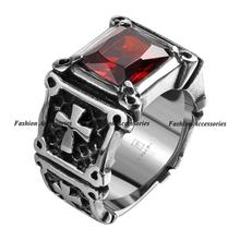 Vintage punk men jewelry Ruby Jewelry Ruby CZ Diamond Lord of Rings 316L stainless steel punk