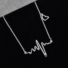 Celeb Womens Electrocardiogram Pendant Heartbeat Rhythm Charm Necklace Jewelry