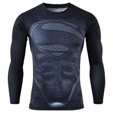 2016 long sleeve t shirt men Superman Batman Spiderman Ironman Captain America Avengers Costume Superhero Soldier Marvel Comics