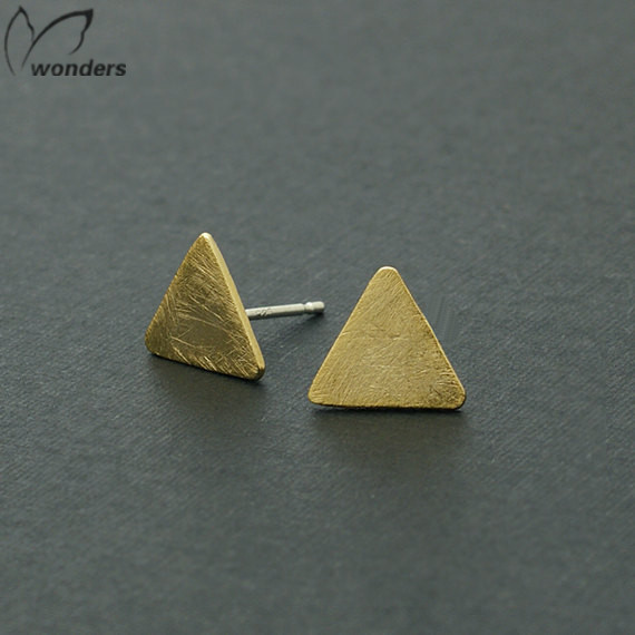 Personality fashion jewelry girl Simple Delicate gold stud Rose Gold Triangle Earrings men 