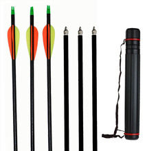 bow and arrow archery fiberglass arrow 15x 2 orange 1 yellow arrow vane fletched one arrow tube holder free shiping