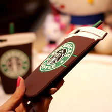 For iPhone 5C Mobile Phone Accessories 3D Cartoon Soft Silicon Starbuck Coffee Cup Case Cover for