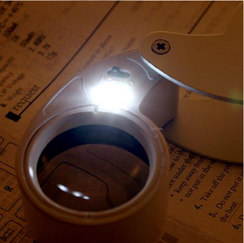5pcs/lot Mini 40x Magnifying Glass LED Illuminate Jeweller Loupe