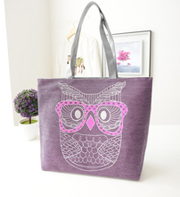 New Arrival Women’s Bag Canvas Bag Female One Shoulder Vintage Portable The Owl Pattern Cloth Female Bags Free Shipping