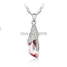 White Gold Plated BLUE Austrian Crystal Lady’s Pendant Jewelry Necklace