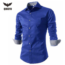 Men Shirt Long Sleeve 2016 Brand Men Shirts Casual Male Slim Fit Fashion Printed Plaid Chemise Mens Camisas Dress Shirts 4XL ZYM