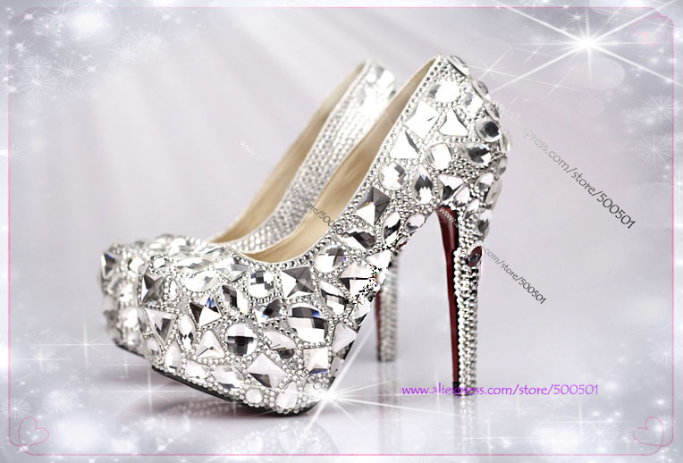 silver high heels wide width