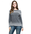 2016 Spring 40 Cotton New Geometric Jacquard Weave O Neck Pullovers Wool Computer Knitted Women s