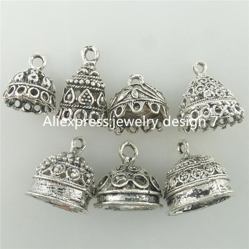 Free Shipping 18226 7PCS Mix Tibetan Silver Round Leaf Beads Cap End For Tassels Cap Pendant