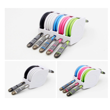 High Quality Retractable 2 M For iPhone 5 6 6S Plus and Samsung Android Phone of 2 in 1 Micro USB Cable Sync Data Charger Cable