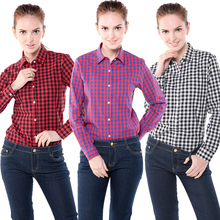 Dioufond Large Sizes Long Sleeve Plaid Shirt Women Winter Flannel Checkered Plus Size Women Blouses 5XL Winter Cotton Blouse