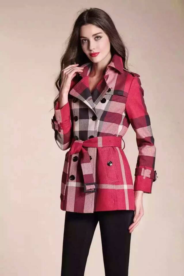 New 2015 Autumn Linen brand designer british style classic double breasted Plaid long trench coat Size S-2XL#6072