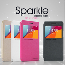 10pcs For OPPO R1C R1X NILLKIN flip cover luxury Sparkle super thin protective Leather Case + Retailed Package