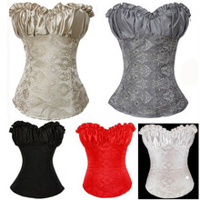 FeelinGirl Corset Lingerie Black,Creamy Lvory Renaissance Sexy Corset Top Overbust Steel Bone Fancy lace Corset Top S~6XL 4236