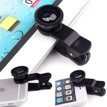 For Apple iPhone 4 4S 5 5S 5C i5 i6 iPhone6 6S Plus Lens Fisheye Macro Wide Angle 3 in 1 Universal Clip Phone Camera Lenses