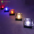 Solar Power LED Ground Lamp Crystal Glass Ice Brick Shape White Waterproof IP68 Outdoor Yard Garden