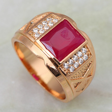 New 2015 Wholesale Brand designer men Fashion vintage jewelry Ruby & White cubic zirconia 18K Gold Plated men’s Rings R164