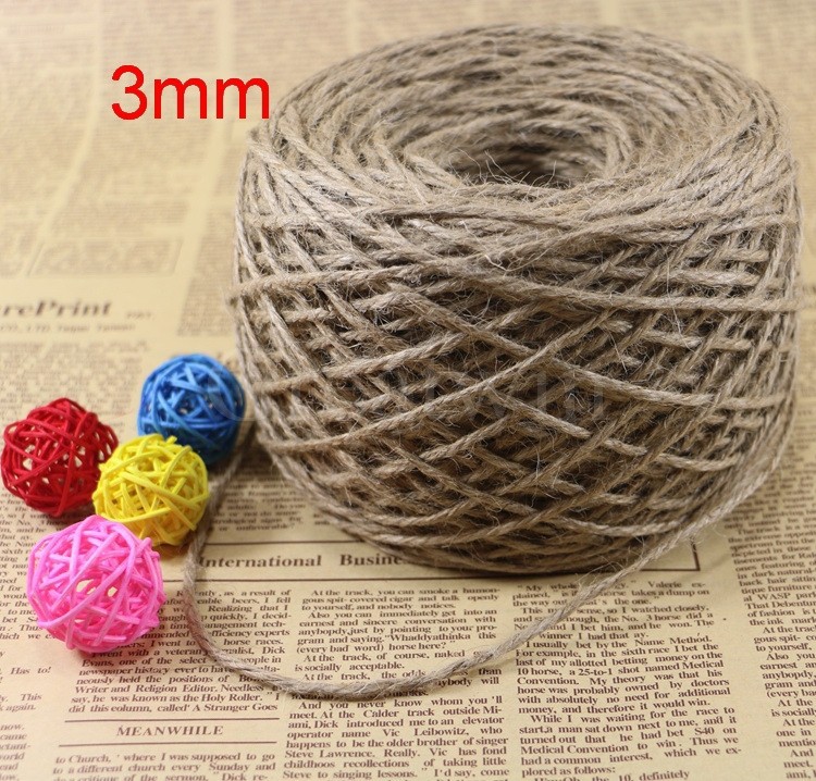 3mm*200m Natural Jute String Hemp Twine Rope Gift Packing Hang Tag Cord For Handmade Accessory DIY Decoration