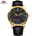 CARNIVAL Top Brand Automatic Mechanical Military waterproof Watch Multi pointer Sapphire glass Leather Strap Men Luxury