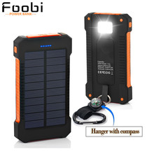 Waterproof Solar Charger 16000mAh Power Bank Solar Battery Charger Dual USB with LED Flashlight with Compass for CellPhones