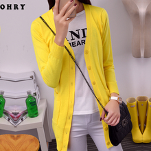 2016 New Cardigan Femme Spring Autumn Candy Sweater Cardigans Knitted Women Korean Long Knitted Cardigan Coats Solid Pull Femme