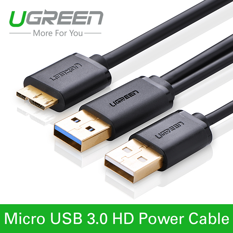 Ugreen Micro USB 3.0 with  Power Supply Cable Male to Male Adapter Super Speed 5Gbps Data Sync Cable for  HD Camera