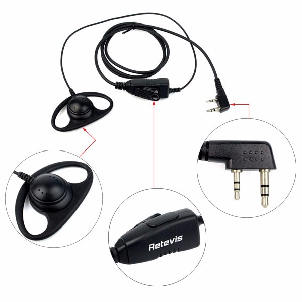 Hot Retevis K-316 D Shape 2Pin Soft Earpiece Microphone For Kenwood Retevis Baofeng H-777RT1RT2RT5 888sUV5R Headset C9031 (8)