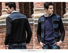 2014 Autumn Winter Spring New Style High Quality Fashion Popular Stripe Patchwork Slim Young Men Outdoor
