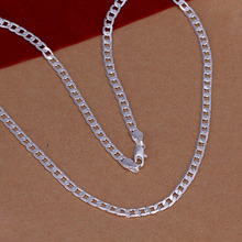 Free Shipping 925 Sterling Silver Necklace Fine Fashion Cute 4mm Silver Jewelry Necklace Chains Pendant Top Quality SMTN132