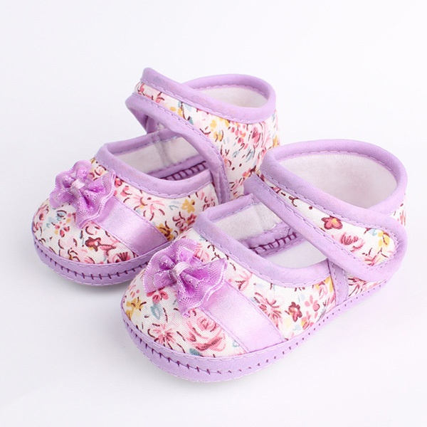 Girls flowers bow baby toddler shoes autumn Soft Sole Footwear First Walkers For Baby Girls11cm 12cm