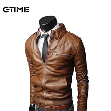Free shipping Hot Sale 2014 New Arrival Brand Fashion Slim Male Leather Jacket Coat Stand Collar Causal Formal Design Men #NL76