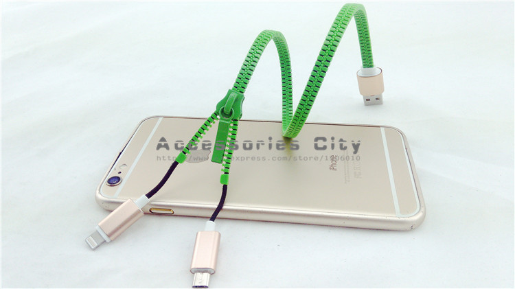 Colorful Zipper Micro USB Cord Data And Sync Charger Cable For iPhone 6 6Plus 5 5S