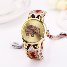 New Design Relojes Mujer 2015 Women Elephant Pattern Weaved Rope Band Bracelet Quartz watch Gift Relogio