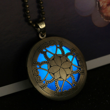 Steampunk Necklace Magical Fire Fairy Glow In The Dark Necklace Aqua Large Locket 2015 Brand Women Jewelry necklaces & pendants