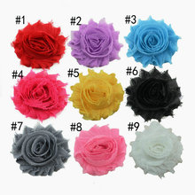 30pcs lot High quality 2 5 Chiffon chic shabby frayed chiffon flowers for headband Free shipping