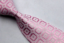 NT0018 Pink Plaid Mutil Color Smooth Jacquard Woven Classic type Silk Polyester Man s Business Tie