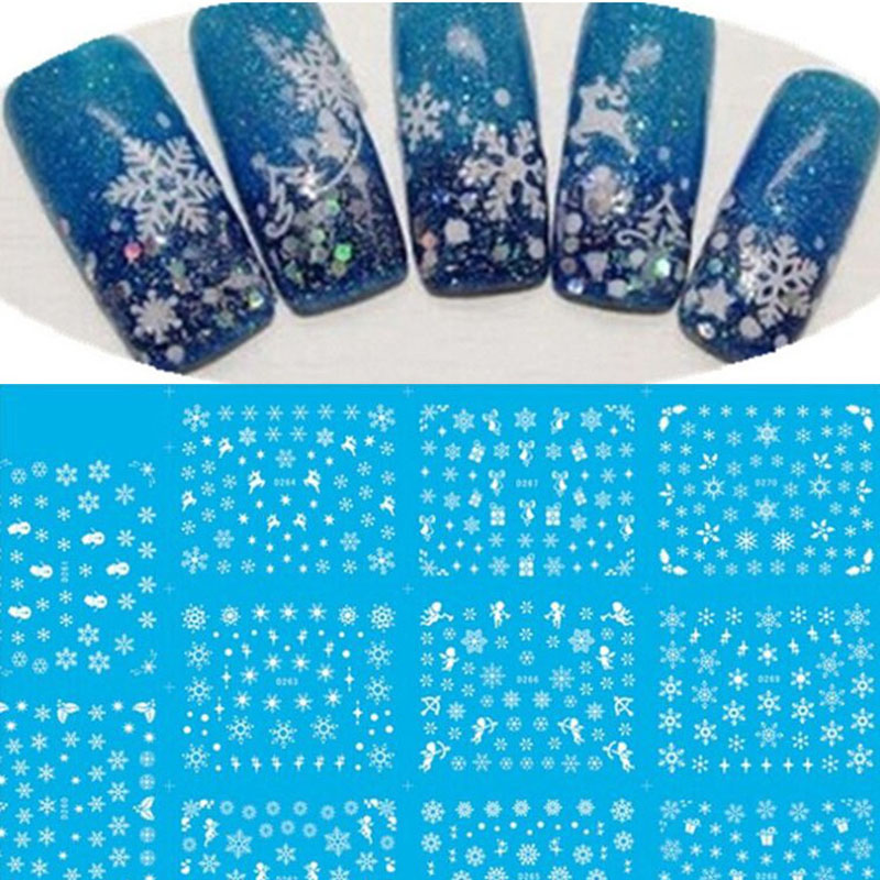 11pcs set Snow Flower Image 3D Stickers Nail Art Tips Nails of Decorations Nail Stickers Manicure