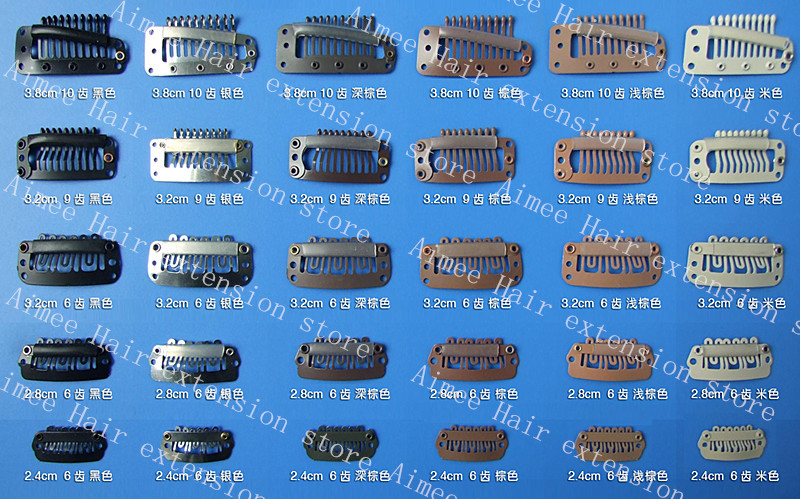 Free shipping 100pcs Blonde 3 8cm10teeth font b hair b font snap wigs clips for machine