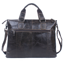 High-grade men genuine horse leather handbag business file bag Shoulder bag 14″ laptop briefcases for men M0033