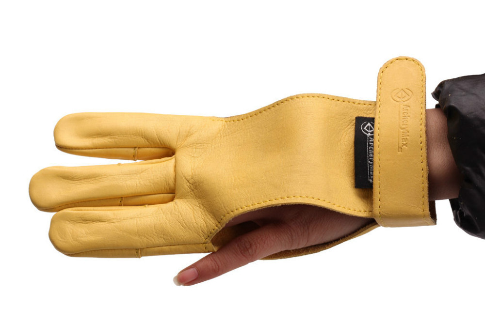 ArcheryMax Hunter TRADITIONAL Shooting Yellow Cow Leather Gloves Archery Finger