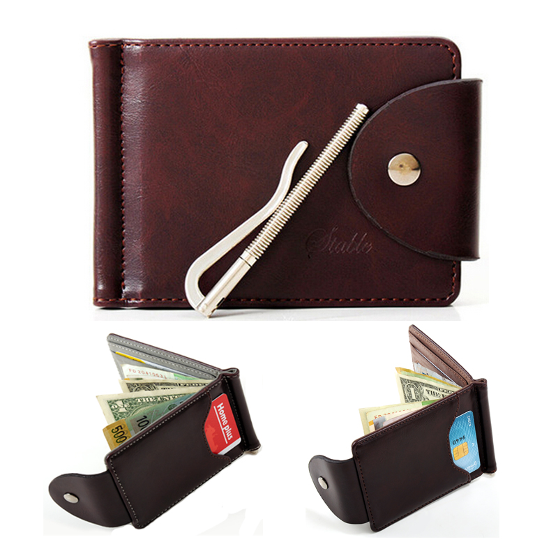 Men&#39;s leather wallet Mini Pocket Purse Chic Useful Designer Man Money Clip Slim Credit Card Case ...