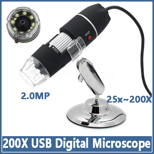 1x Digital Microscope 200X USB 8 LED 2 0MP Endoscope Magnifier Camera Measure Software Promotion Consumer