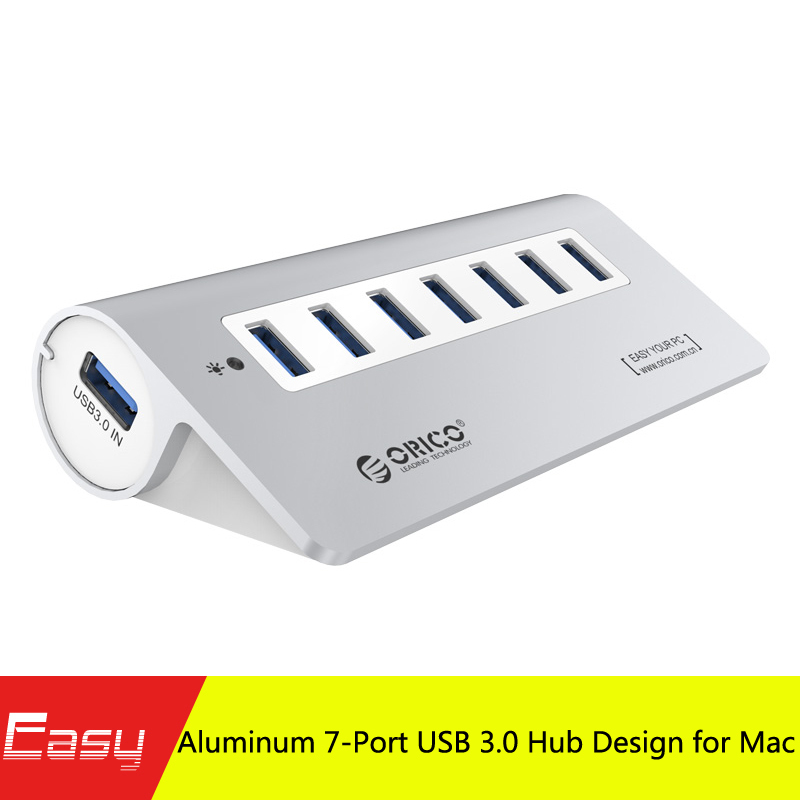 ORICO USB 3.0 7-Port Aluminum Hub with 12V 2.5A Power Adapter and 3.3-Foot USB 3.0 Cable [VIA VL812 Chipset] For Mac