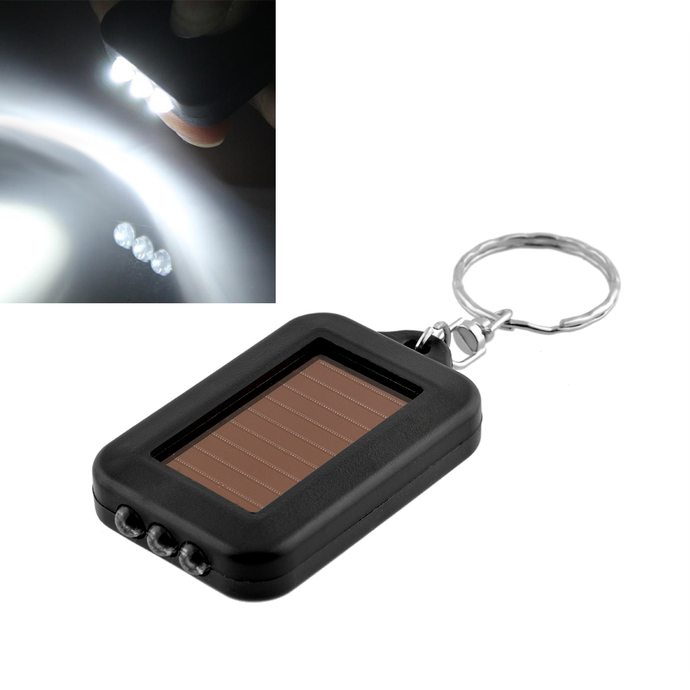 2015 Mini Portable Solar Power 3LED Light Keychain Torch Flash Flashlight Key Ring Gift Rechargeable