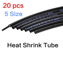 Shrinking, 20pcs/Set Sizes Polyolefin H-type Black shrinkable PVC heat shrink tube heatshrink, wrapping spiral cable Sleeve