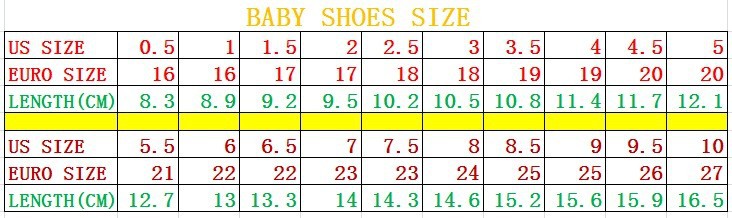 BABY SHOES SIZE