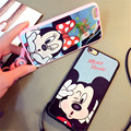 New High Quality Mickey Minnie Mirror Style Neck Strap Fundas TPU Phone Cases Cover For iPhone
