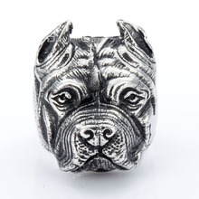 Unique Gift Mens Ring Boys Punk Pitbull Bulldog Animal Silver Tone 316L Stainless Steel Ring Wholesale