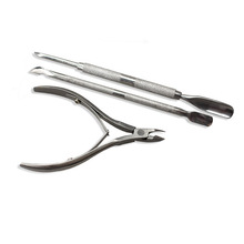 3Pcs Stainless Steel Foot Cuticle Care Nippers Manicure Clipper Scoop Pusher Tool W7Tn